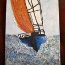 Żaglówka - obraz akrylowy 30x40 cm z fakturą i metalicznym woskiem