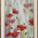 Maki Impresja - ręcznie malowany obraz olejny na płótnie 60x30 cm
