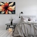 Obraz na płótnie z kwiatami 120x80 cm - pomarańczowy i beżowy