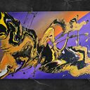 Złote Ścieżki - ręcznie malowany obraz akrylowy 50x70 cm