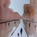 Miasto - oryginalna akwarela w formacie A5