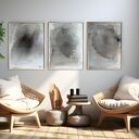 Obraz Synergia 5 - abstrakcja w sepii 80 x 60 cm oprawiona w naturalny dąb