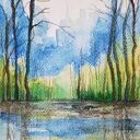 Pejzaż - akwarela w formacie A5 (oryginał)