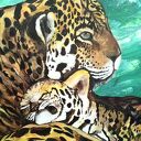 Obraz akrylowy Care - jaguar i koty, 50x70x2 cm