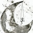 Grafika A4 malowana ręcznie - czarno-biała abstrakcja minimalizm (Dreams)