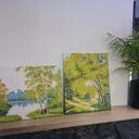 Wyprzedaż kolekcji - zestaw ręcznie malowanych obrazów - w żółtych odcieniach - 1x 30x24cm 1x 24x