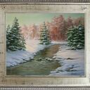 Zimowa pora w lesie - obraz olejny ręcznie malowany 60x70 cm