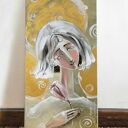 Anioł beżowy z kwiatem. Giclee