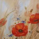 Letni Zapach - poziomy obraz olejny z makami 40 x 60 cm