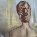 Baletnica na lnianym płótnie - ręcznie malowany obraz olejny 70x100 cm