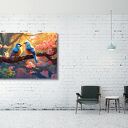 Obraz na płótnie Ptaki na gałęzi z kwiatami wiśni 120x80 cm