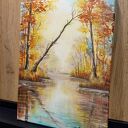 Nastrojowy pejzaż na płótnie „Ukłon ku wodzie” 40x30 cm