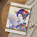 Postać Japonki Yuzuki, oryginalna akwarela