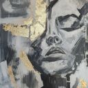 Kobieta - ręcznie malowany portret twarz 70x100 cm (abstrakcja)
