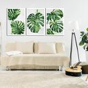 Obraz Monstera - tryptyk 3x 50x70 cm (łącznie 150x70) na płótnie