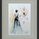 W objęciach światła - akwarela 32x24 cm z postacią kobiety