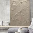 Kremowy obraz boho Cozy Creme 100x150 cm - ręcznie malowany z grubą strukturą