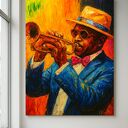 Trumpeter - duży obraz na płótnie 100x70 cm (jazz), ręcznie malowany akrylem