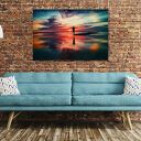 Obraz na płótnie Człowiek 2 - zachód słońca, morze i plaża 120x80 cm