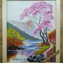 Ręcznie malowany obraz akrylowy z ramą i motywacyjnym mottem - „Taniec z barw” (30x24 cm)