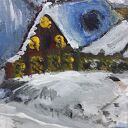 Domek w górach w Tatrach - zimowy obraz na ścianę 20x20 cm