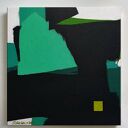 Abstrakcja z turkusem 120x120 cm - ręcznie malowany obraz do biura i salonu
