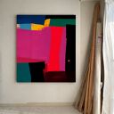 Duży obraz nowoczesny akrylowy 120x120 cm - technika mieszana i gotowy do zawieszenia