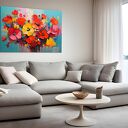 Abstrakcyjne kwiaty jak malowane farbą - obraz na płótnie 70x50 cm