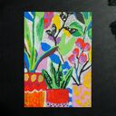 Kwiaty w doniczce - pastela olejna A4