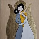 Pamiątka Komunijna Anioł stróż dla dziewczynki blond no 1