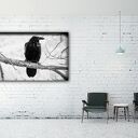 Czarno-biały obraz na płótnie z krukiem 120x80 cm
