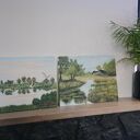 Zestaw ręcznie malowanych obrazów Natura i Ptaki - 2x 24x30 cm, akryl (wyprzedaż kolekcji)