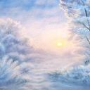 Obraz ręcznie malowany „Zimowe Słońce” - format A3