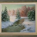 Zimowa pora w lesie - obraz olejny ręcznie malowany 60x70 cm