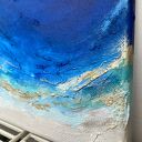 Granatowy mały obraz abstrakcyjny Ocean Maldives 20x20 cm do biura