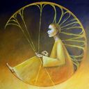 Mojra II - oryginalny obraz ręcznie malowany na płótnie 40x50 cm, surrealizm