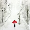 Zestaw 2 obrazów 60x80 cm - czarno-biała abstrakcja Rain, ręcznie wykonane tuszem