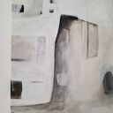 Pejzaż zimowy w abstrakcyjnym minimalizmie - akryl na płótnie 80x50 cm