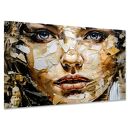 Obraz TWARZ KOBIETY 51 3D Złoto Beż Glamour Abstrakcja 120x80