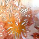 Flame Lily - ręcznie wycinany obraz z akwarelą (mixed media)