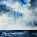 "OCEAN" akwarela artystki Adriany Laube - obraz na papierze A3, pejzaż, krajobraz