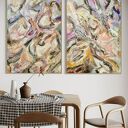 Kolorowy zestaw obrazów abstrakcyjnych 100x70 cm do salonu