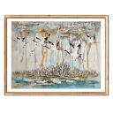 Żurawie 24 ptaki obraz do salonu malowany na płótnie