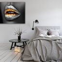 Obraz na ścianę Usta 3 - srebrno-złoty plakat glamour 120x80 cm