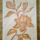 Obraz strukturalny 3D z kwiatem magnolii - surowa elegancja