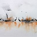 Żurawie ścieżki, Akwarela 24x32 cm