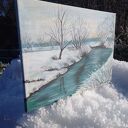 OBRAZ RĘCZNIE MALOWANY AKRYLOWY "POD BIAŁĄ PIERZYNĄ" - 30x40cm