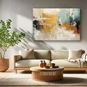 Nowoczesny obraz abstrakcyjny do salonu - turkus, złoto i żółć 120x80 cm