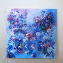Granatowy wieczór - kwiatowy obraz giclee na płótnie Canvas