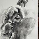 Manly - czarno-biały obraz węglowy 100x70 cm do sypialni i salonu